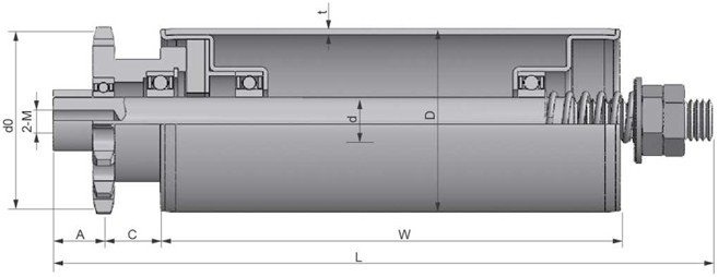 ML3816型 鋼制單鏈可調(diào)積放輥筒 內(nèi)螺紋式